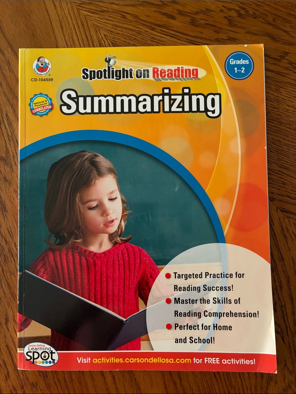 Carson Dellosa Spotlight on Reading: Summarizing Workbook - Red